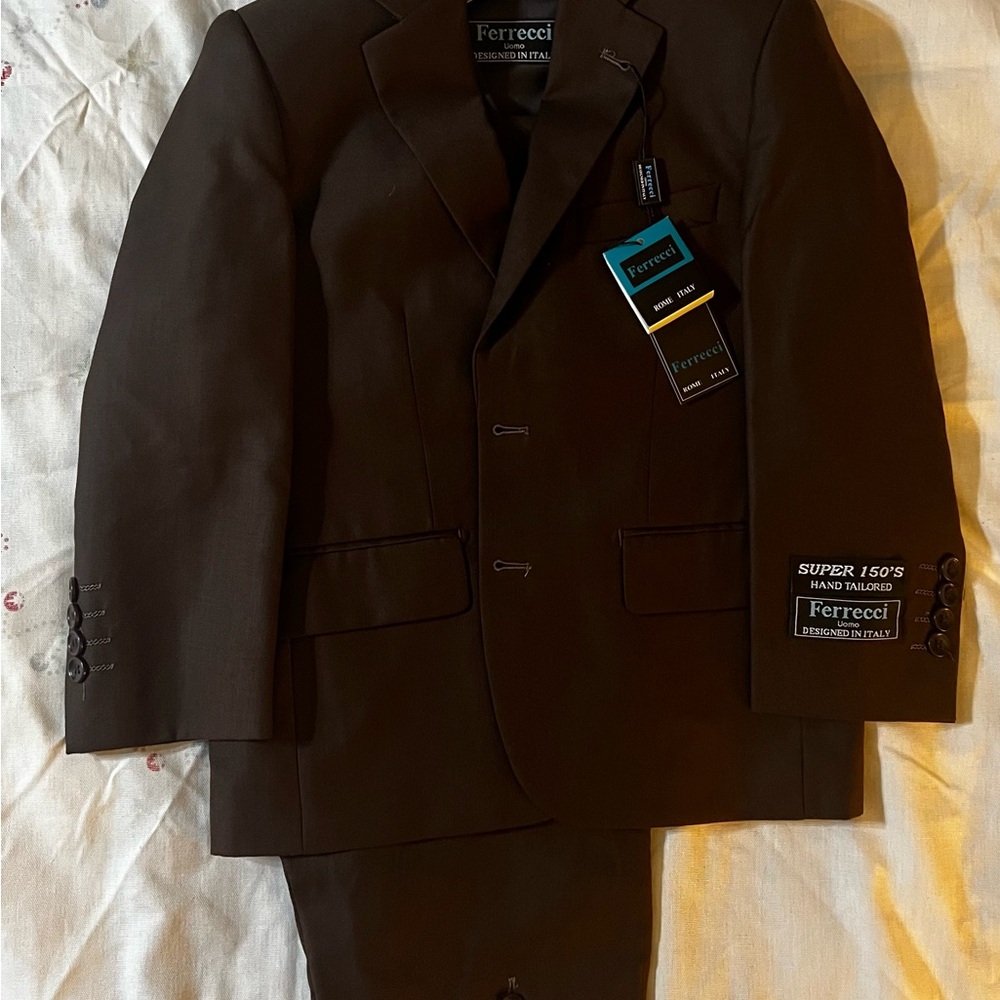 Ferrecci Boys Formal 3 piece Suit Set Dark Brown New With Tags Sz 7